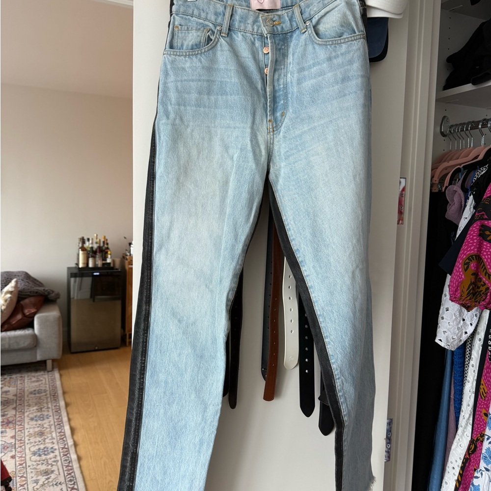 REVICE Light Blue Jeans with Black Side Stripes